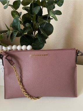 Burberry Dusty Rose Peyton Leather Crossbody with COA